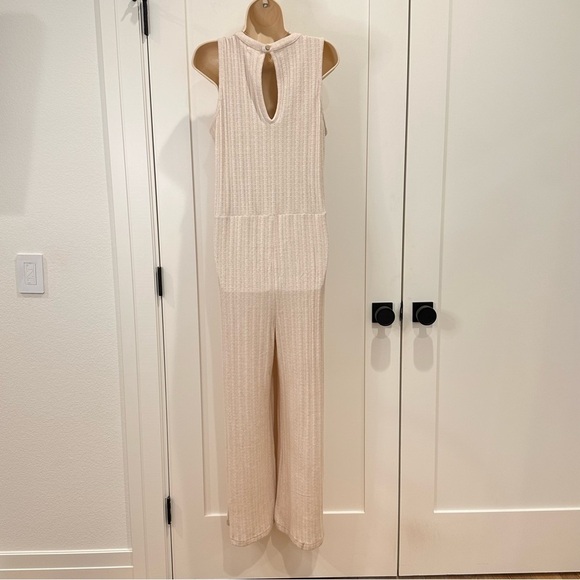 World Market Pointelle Knit Jumpsuit Cardigan Set Ivory Large XL Boho Lagenlook - Picture 7 of 16